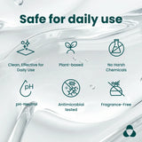 Uresta cleaning gel. Safe for daily use: clean, ffective for daily use. Plant-based. No harsh chemicals. pH-neutral. Antimicrobial tested. Fragrance-free.